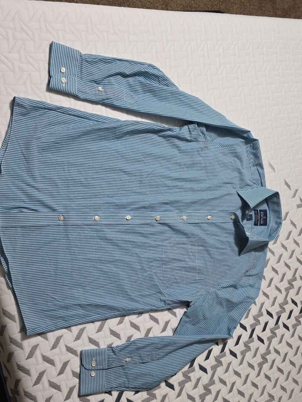Stafford Blue & White Pinstripe Dress Shirt